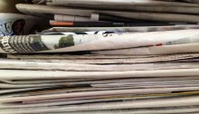 A stack of newspapers for recylying